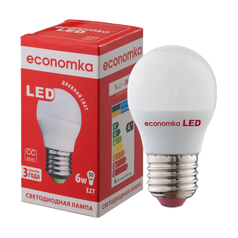 Лампа світлодіодна Economka LED G45, 6Вт, E27, 4200К (4820172680352)